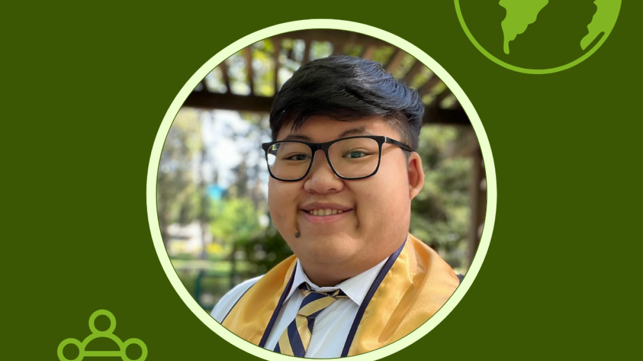 Graphic of Jason with his photo in center