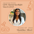 Graphic with Photo of Madeline Albert